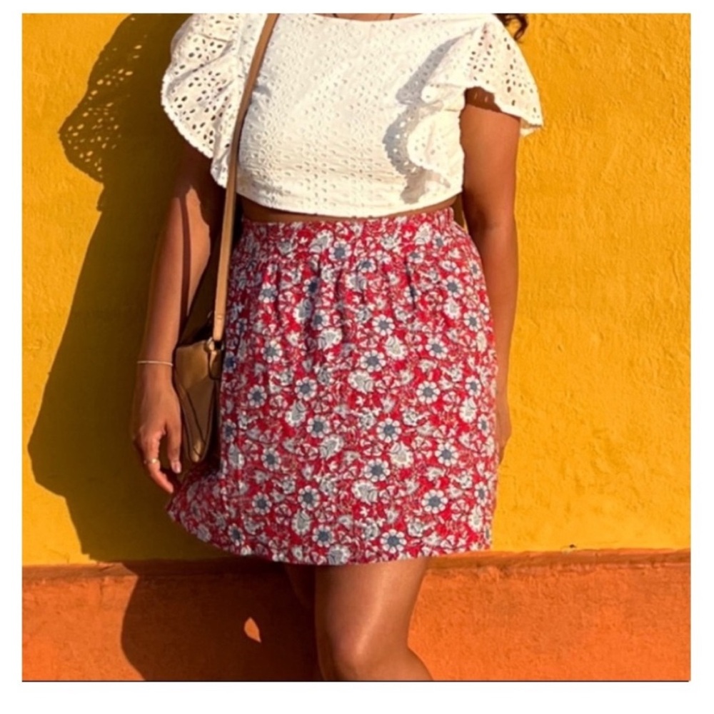 LOFT linen Blue Skirt - Small